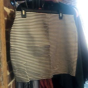 Loft black and white striped pencil skirt